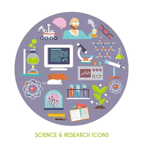 Vetenskap och forskning ikon platt vektor