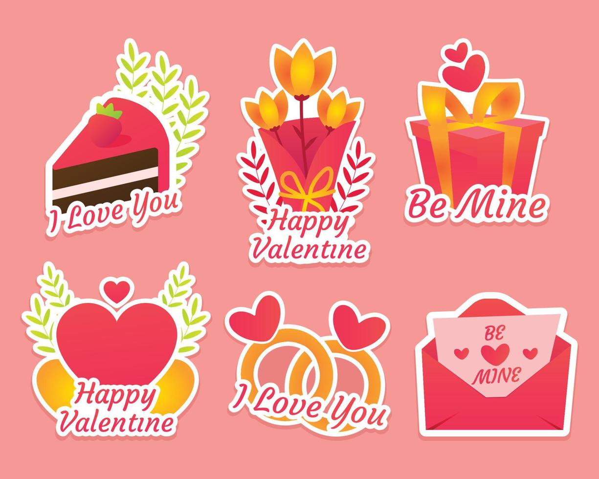 Valentinstag Stickerpaket vektor