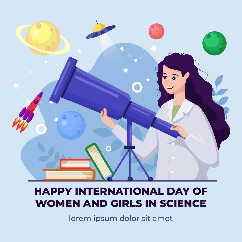 Internationaler Tag der Frauen und Mädchen in der Wissenschaft vektor