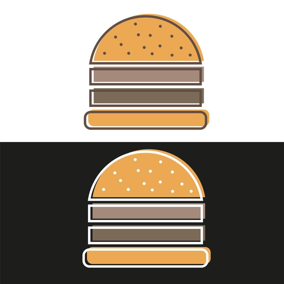 hamburgare logotyp emblem färgad form linje stil vektor