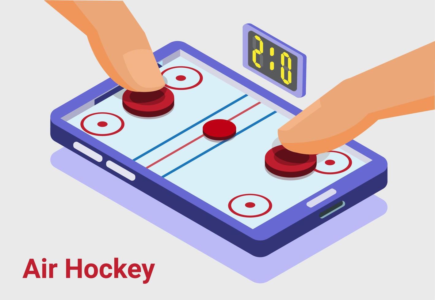 Air-Hockey-Spiel, isometrisch, Handy, Smartphone, Multiplayer, Illustration vektor