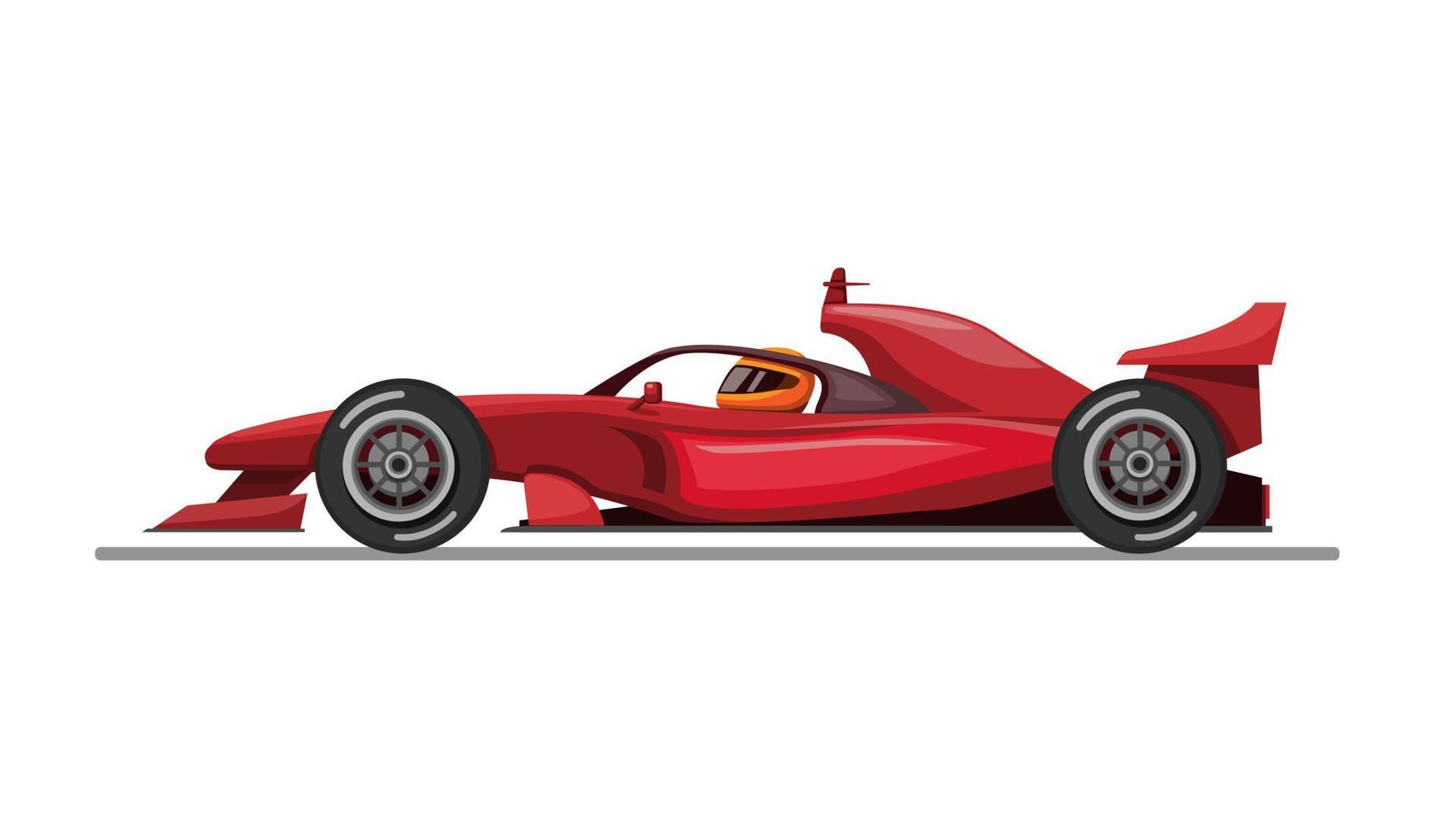 formel 1 bil och förare med halo aka huvudskydd från sidovy koncept i tecknad illustration vektor på vit bakgrund