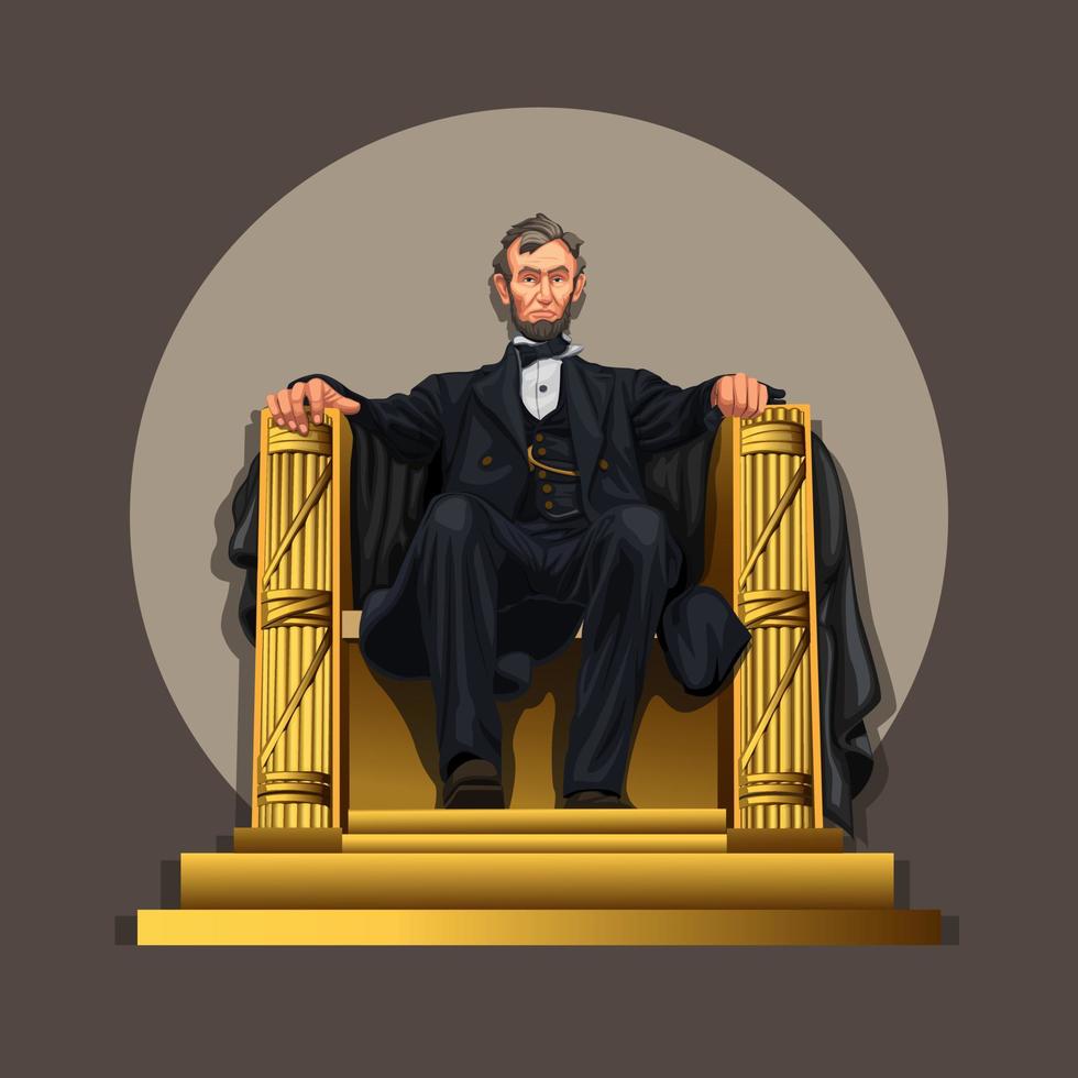figur av Abraham Lincoln som sitter i stolen. Han var en amerikansk statsman och advokat som fungerade som den 16:e presidenten. karaktär koncept i tecknad illustration vektor