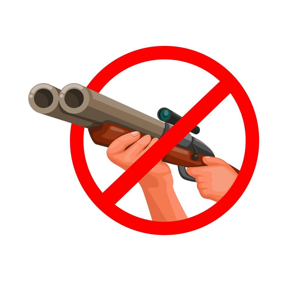 keine Jagd mit Handgewehr mit Schaufelkonzept im Cartoon-Illustrationsvektor vektor