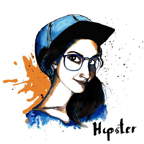 Tjej bläck hipster vektor