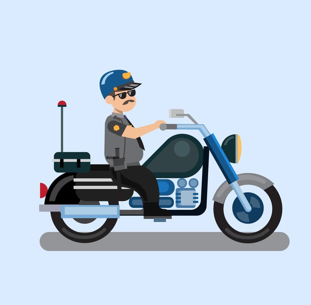 Polizist Polizei Motorrad flacher Designvektor reiten vektor