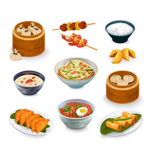 Asiatisches Essen Set vektor