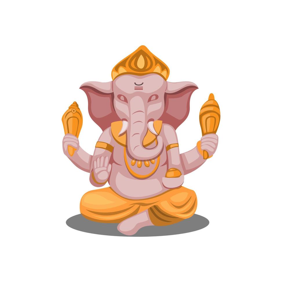 Illustration von Lord Ganesha oder Ganpati Figur hinduistische Religion Vektor isoliert in weißem Hintergrund