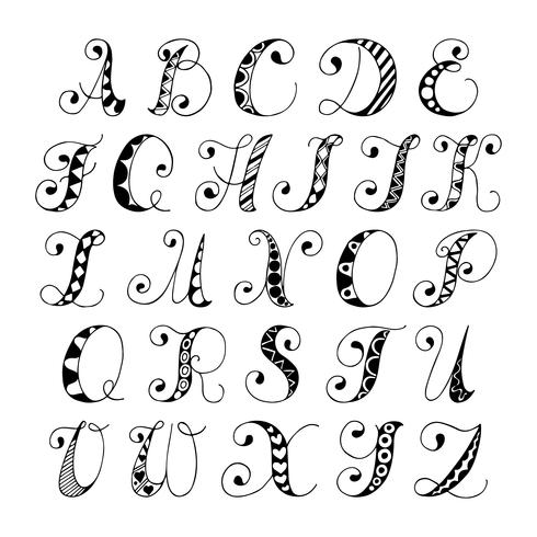 Skizzieren Sie die Schriftart des Alphabets vektor