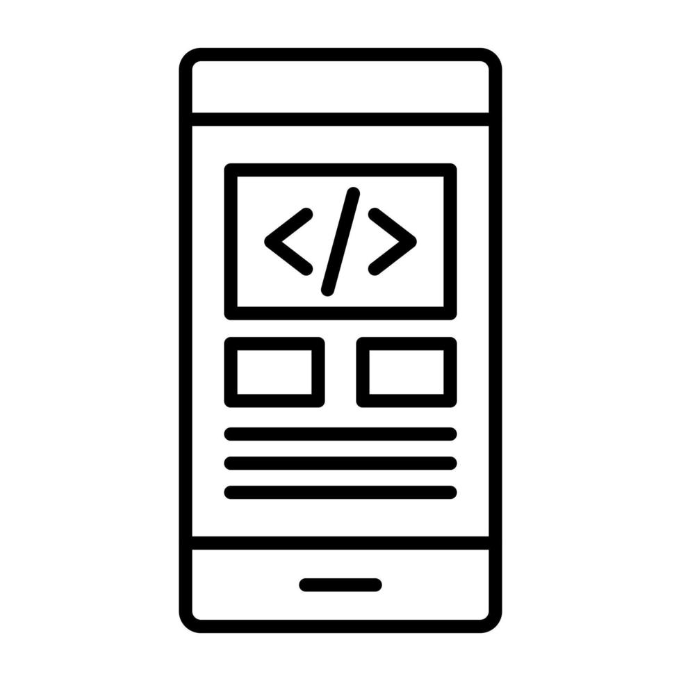 app utveckling linje ikon vektor