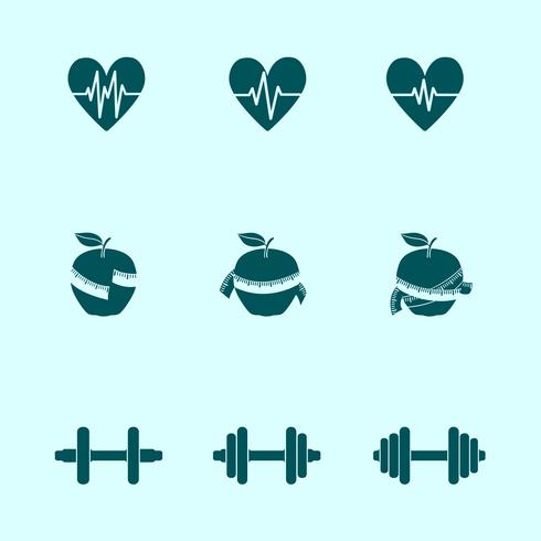 Fitnessübungen Fortschritt Icons Set vektor