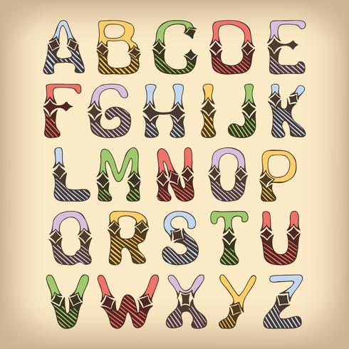 Skizze Alphabet Schrift gefärbt vektor