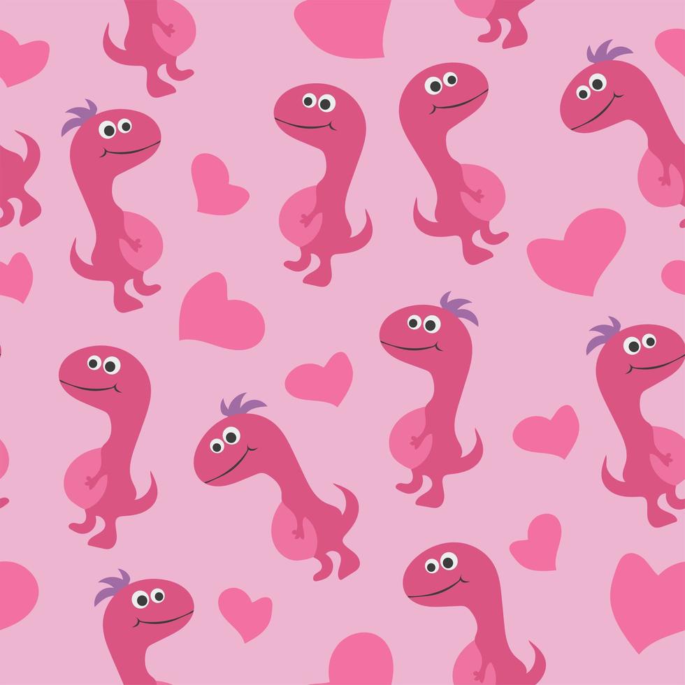 süße Dinosaurier nahtlose Muster. entzückende Cartoon-Dinosaurier in der Liebe vektor