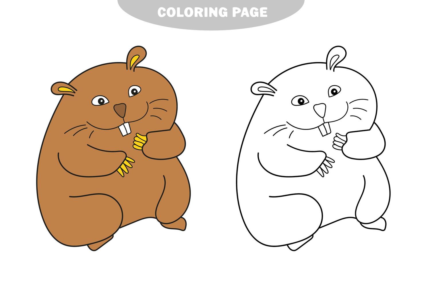 enkel målarbok. målarbok för barn, hamster vektor