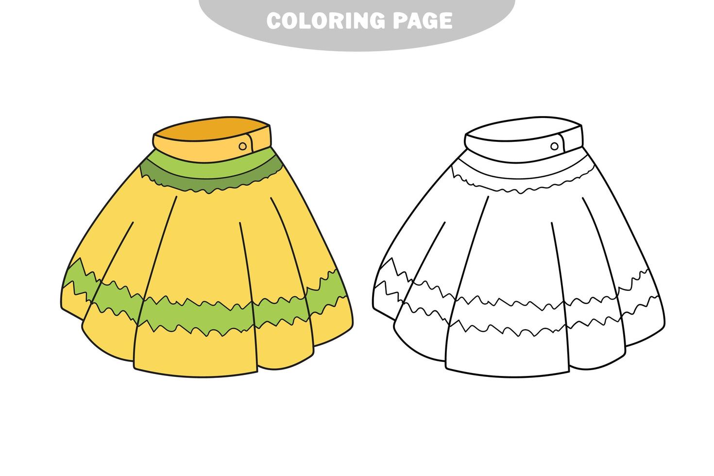 enkel målarbok. kjol som ska färgläggas, målarboken vektor