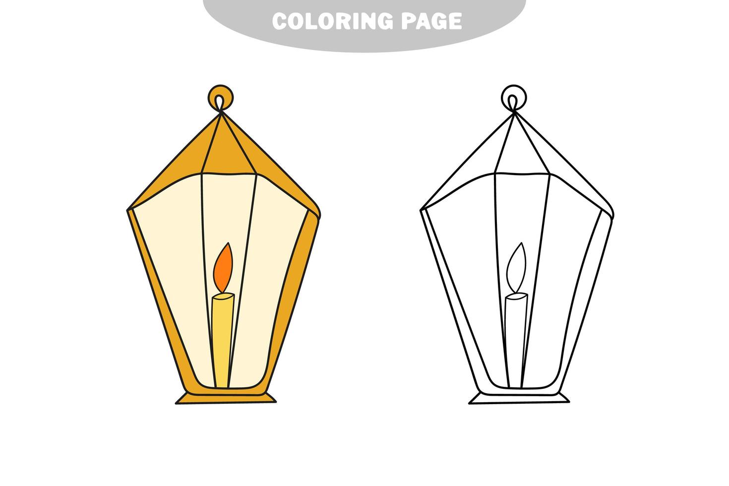 enkel målarbok. vektor semester festlig lykta med ljus