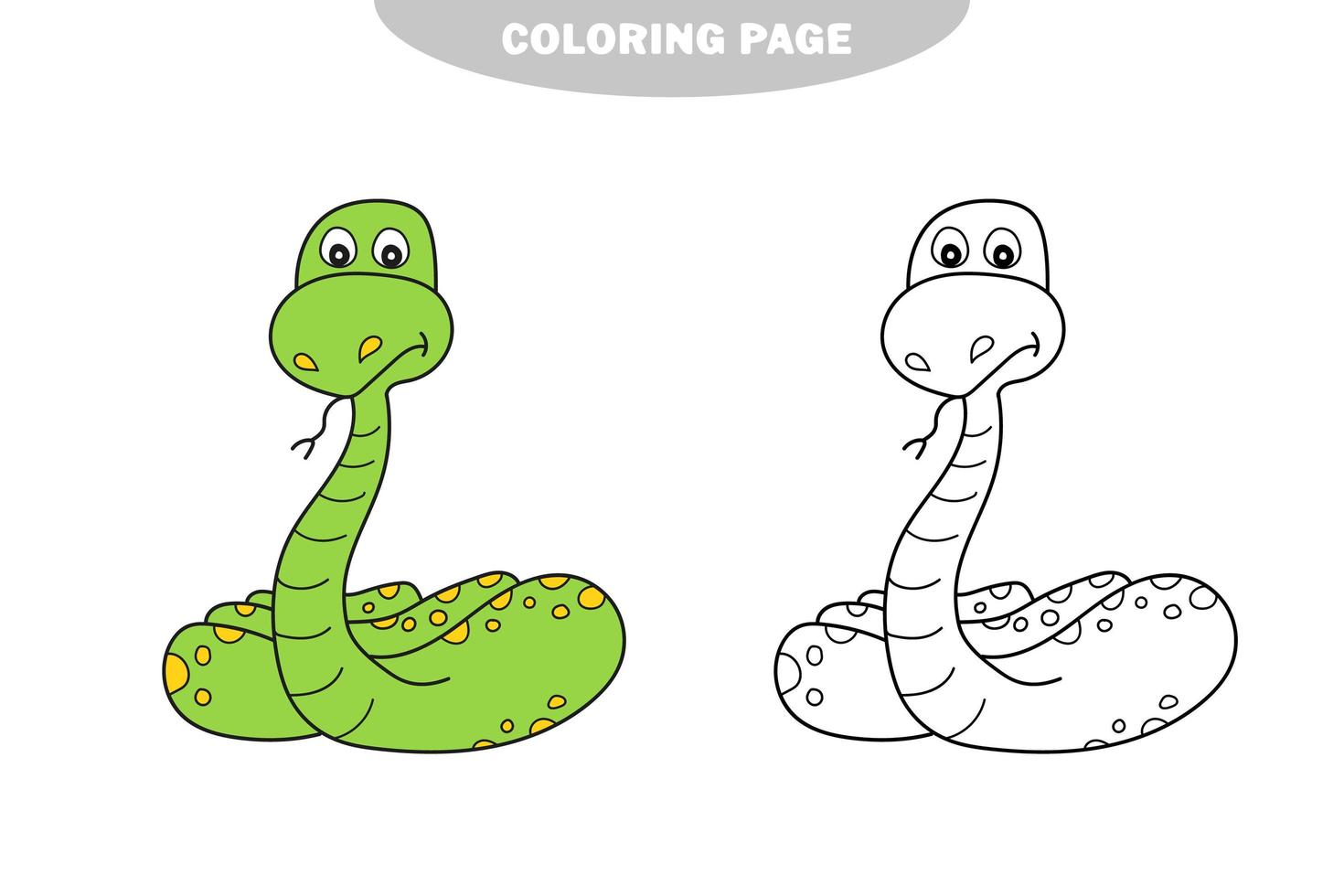 enkel målarbok. orm som ska färgas, målarboken vektor