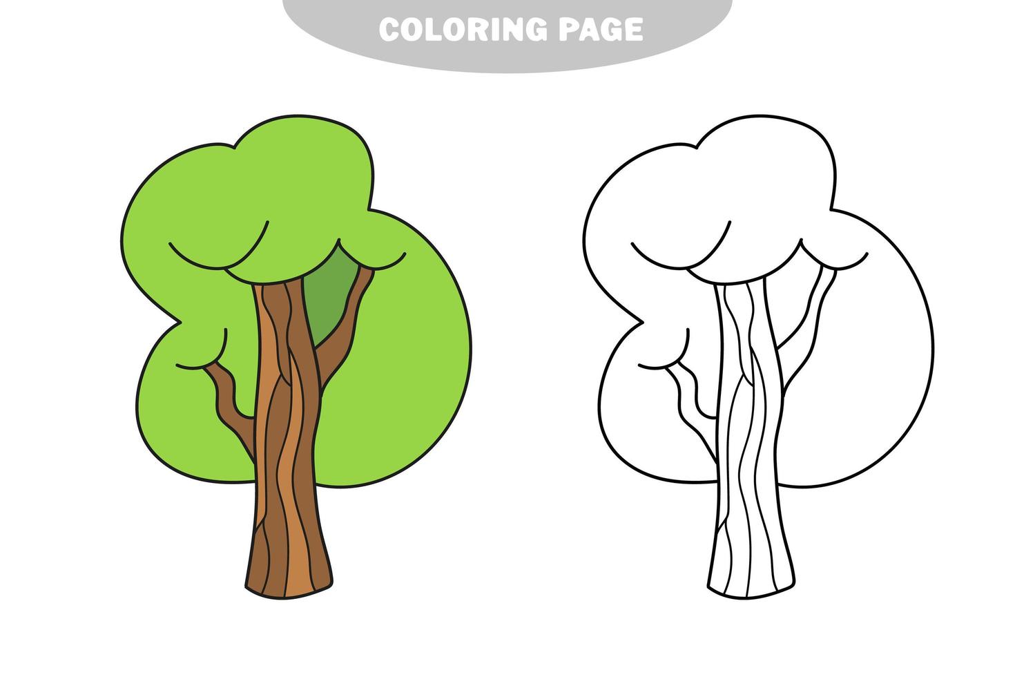 einfache Malvorlage. Sommerbaum gefärbt werden. Malbuch für Kinder vektor