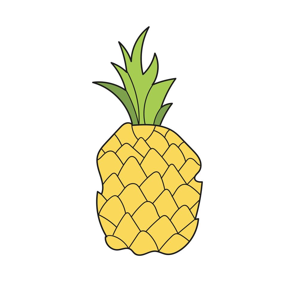 einfaches Cartoon-Symbol. Ananas tropische süße Sommerfrucht, Vektor