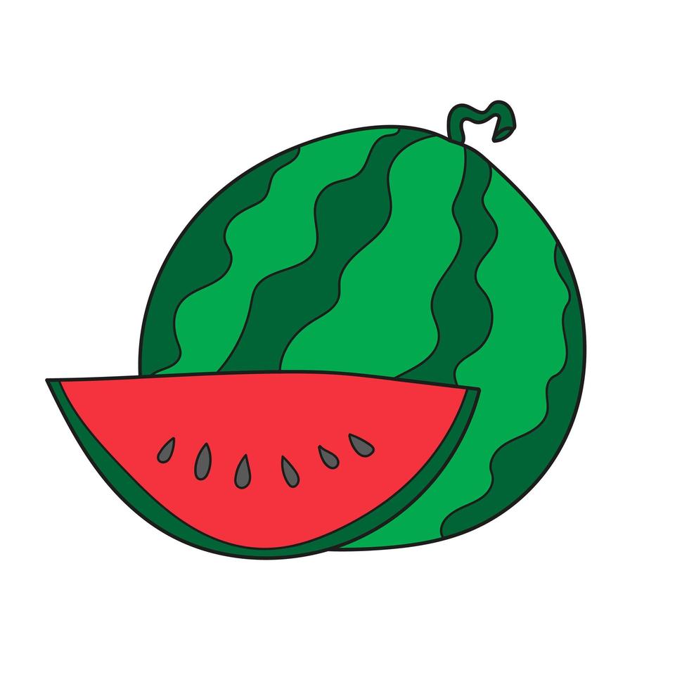 einfaches Cartoon-Symbol. Wassermelone-Vektor-Symbol auf weißem Hintergrund, Cartoon-Stil. vektor