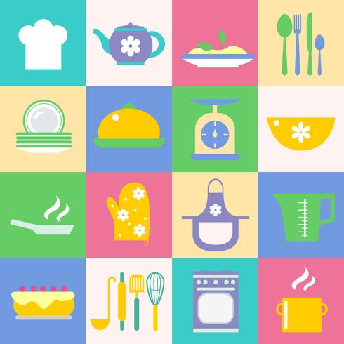 Kök och kök ikoner uppsättning vektor