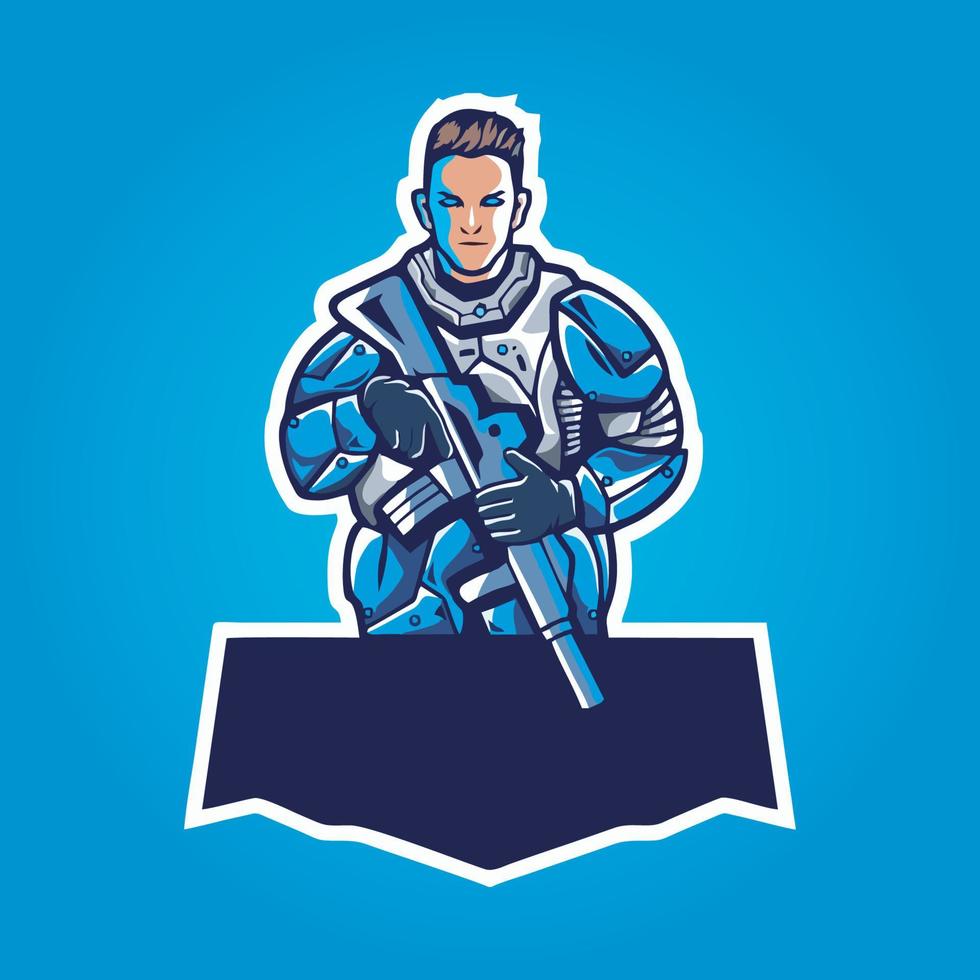 Gamer-Maskottchen-Logo-Design-Vektor, Gamer-Illustration für Sportteam. moderner Illustrator-Konzeptstil für Abzeichen vektor