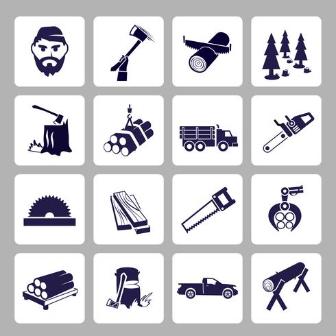 Holzfäller-Icon-Set vektor