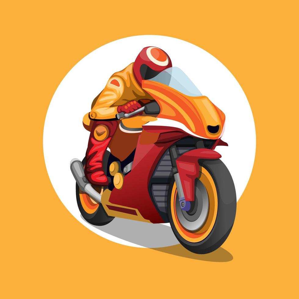 Motorsport-Meisterschaftsfahrer in orange und rotem Farbkonzept im Cartoon-Illustrationsvektor vektor
