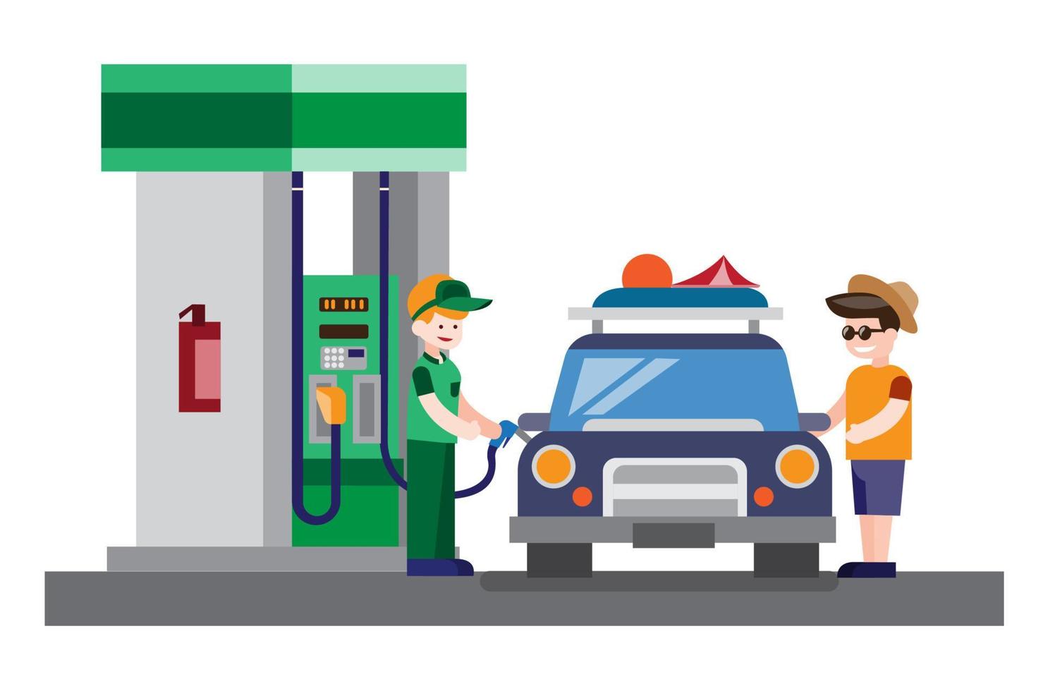 Tankstelle flaches Design Illustration Konzept Vektor