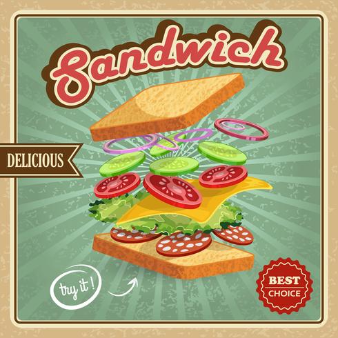 Salamisandwich-Plakat vektor