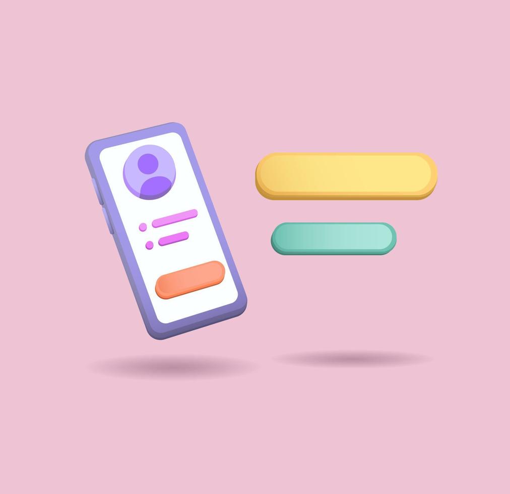 3d lera smartphone illustration med ballong chat koncept vektor