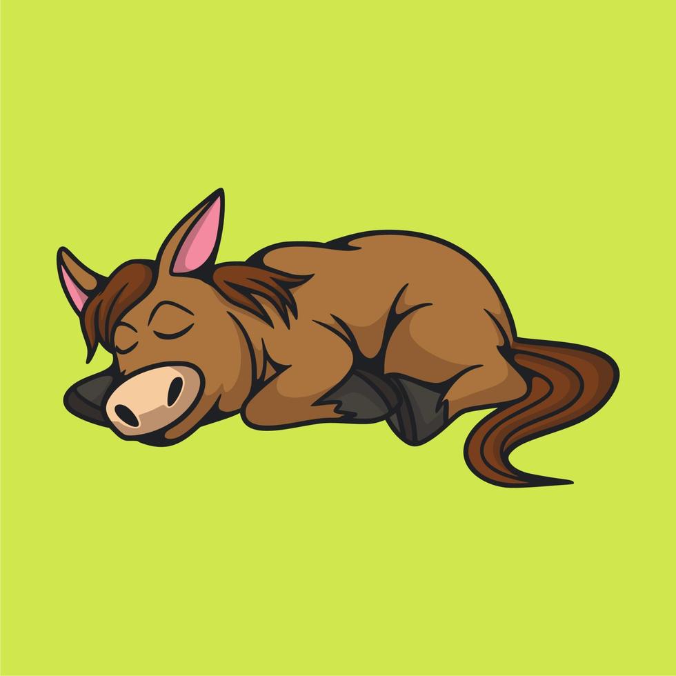 Cartoon Tier Design schlafendes Pferd süßes Maskottchen Logo vektor