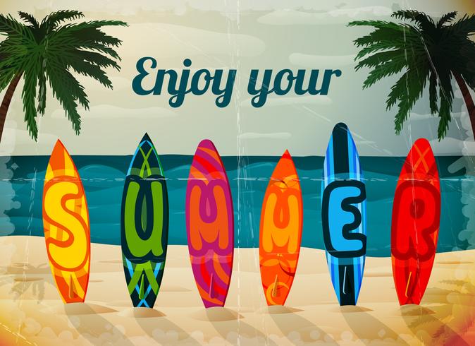Sommar semester surfboard affisch vektor