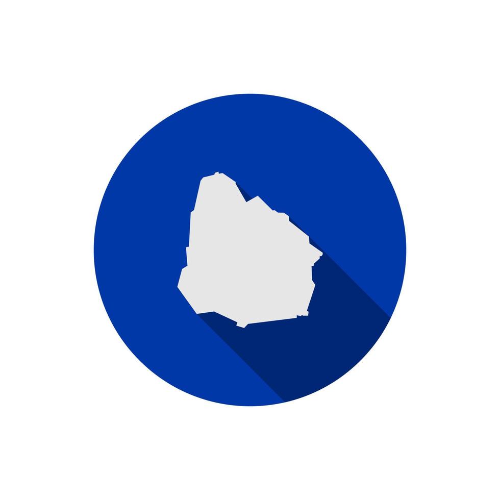 Uruguay-Karte auf blauem Kreis mit langem Schatten vektor