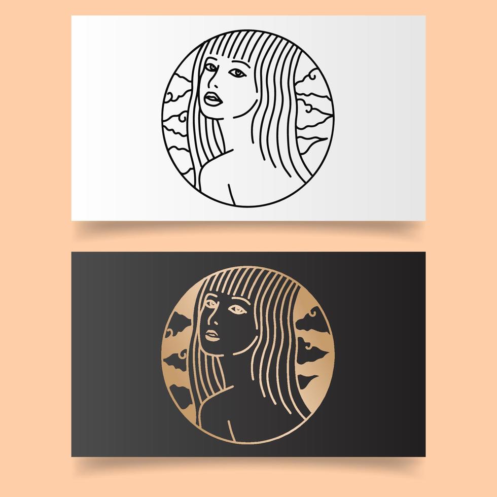 minimalistische elegante Schönheitsmädchen-Logo-ediatble-Vorlage vektor