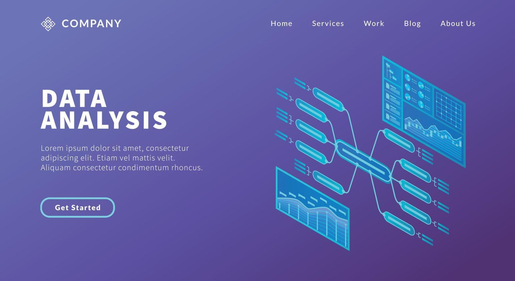 Datenanalysekonzept mit verschiedenen Modellen von Diagrammen und Big Data für Website-Vorlagen oder Landing-Homepage vektor