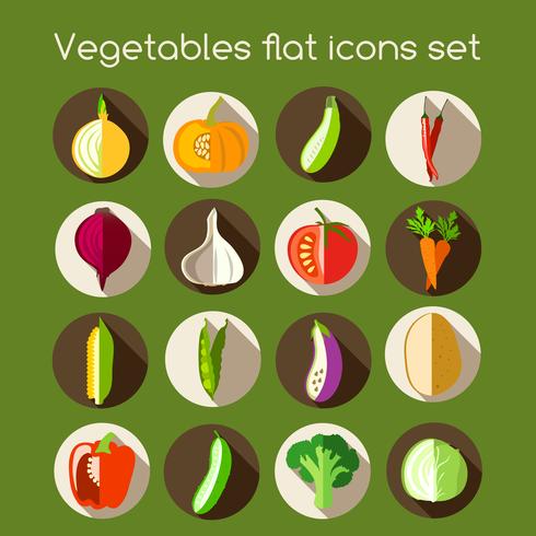 Grönsaker platt ikoner vektor