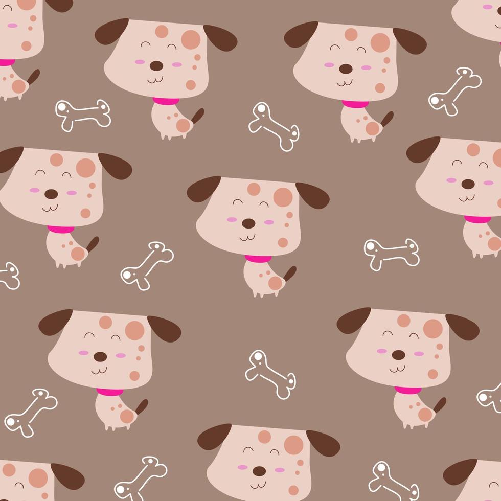 nahtloses Muster mit süßem Cartoon-Hund und Knochen vektor