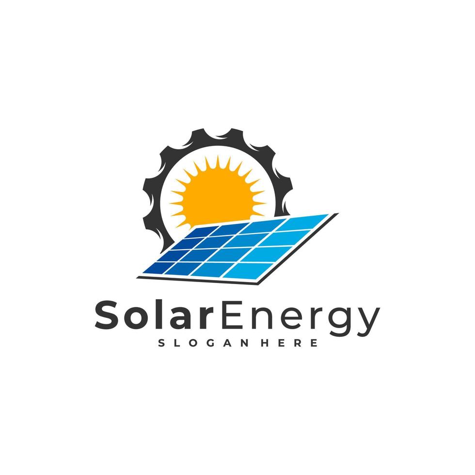 Solar-Getriebe-Logo-Vektor-Vorlage, kreative Solarpanel-Energie-Logo-Design-Konzepte vektor