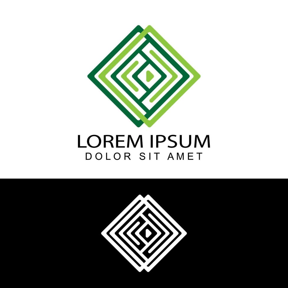 abstrakt grön fyrkantig linje logotyp mall design vektor i isolerade bakgrund