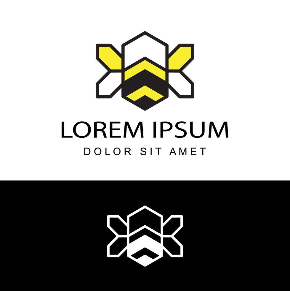 Polygon-Maskottchen-Bienen-Logo-Vorlagen-Design-Vektor in isoliertem Hintergrund vektor