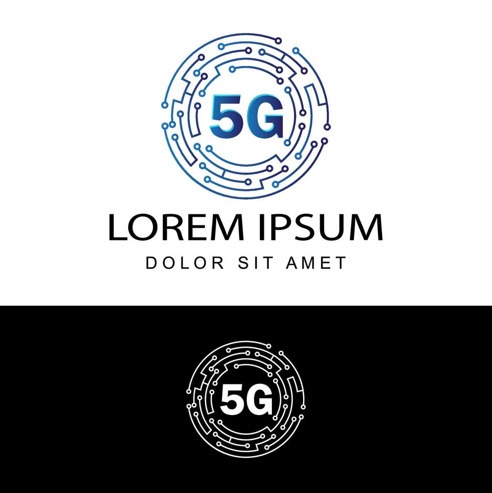 5g logotyp nätverkshastighetskretsteknik illustration i isolerad vit bakgrund, bredband telekommunikation trådlöst internet koncept vektor