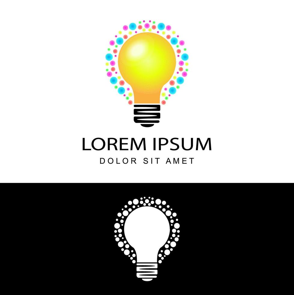 bunte Idee Glühbirne moderner Logo-Vorlagen-Design-Vektor in isoliertem weißem Hintergrund, Symbol für Kreativität, Wissen, Verstand und Denken vektor