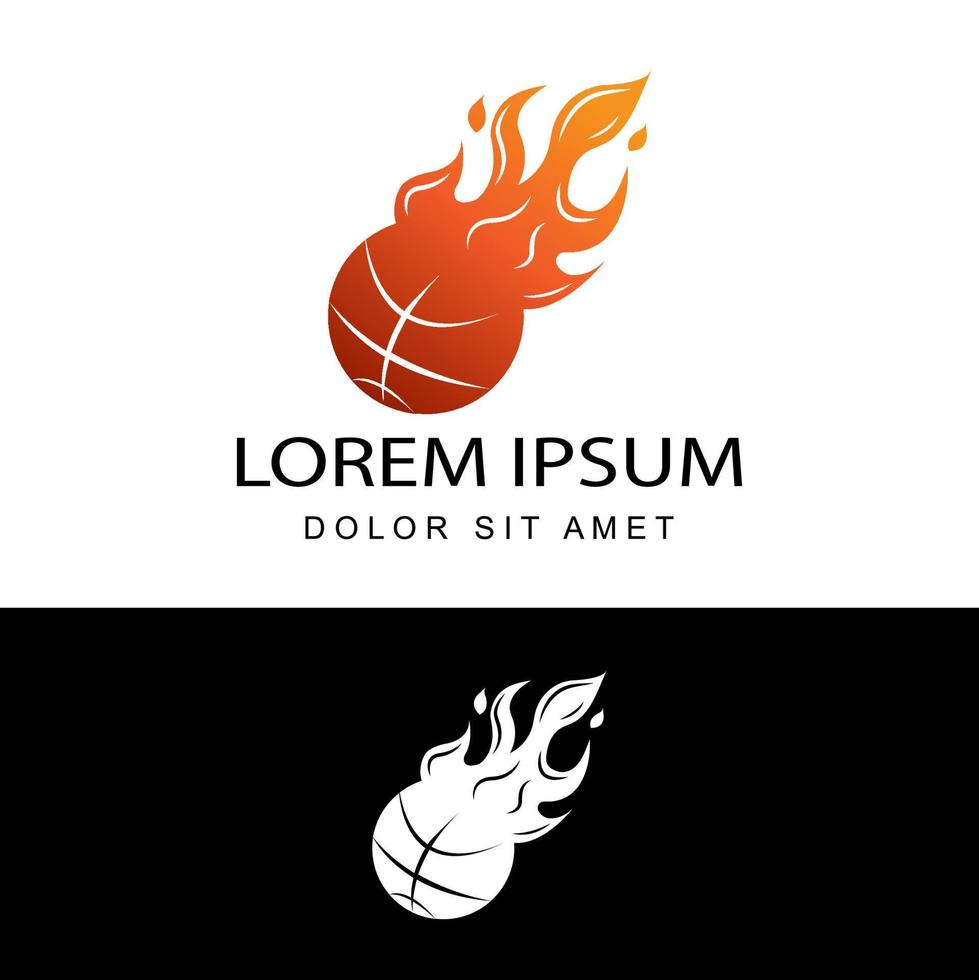 Basketball, Feuerball-Logo-Vorlagen-Design-Vektor in isoliertem weißem Hintergrund vektor