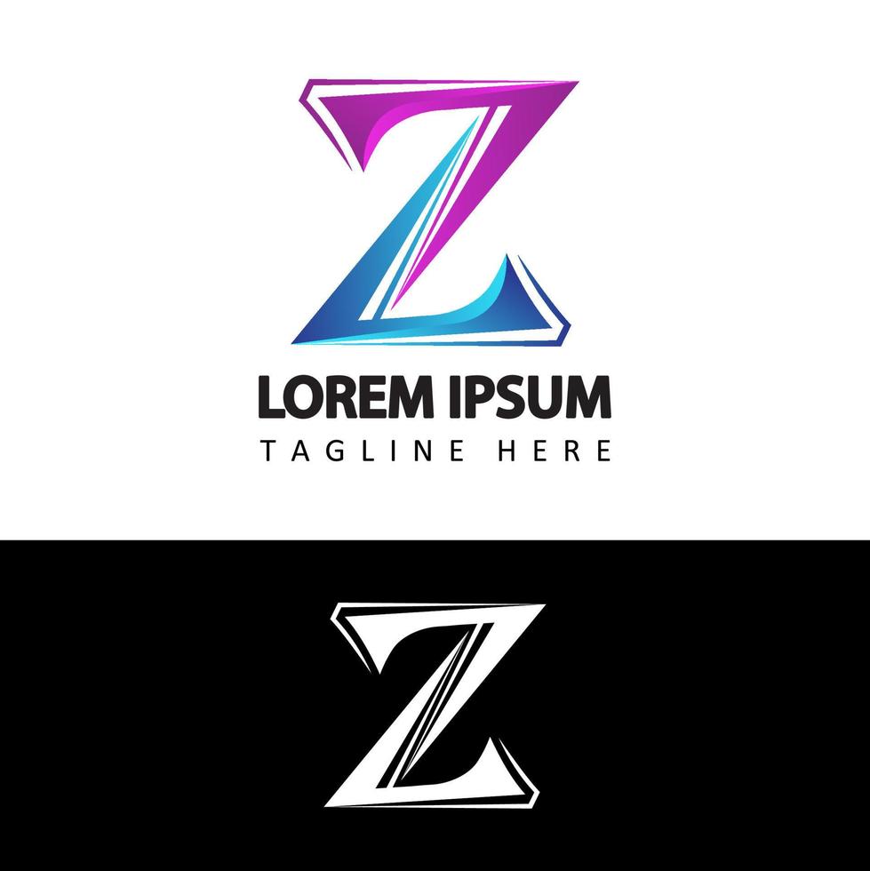 moderner Buchstabe z anfänglicher Logo-Designvektor in lokalisiertem weißem Hintergrund vektor