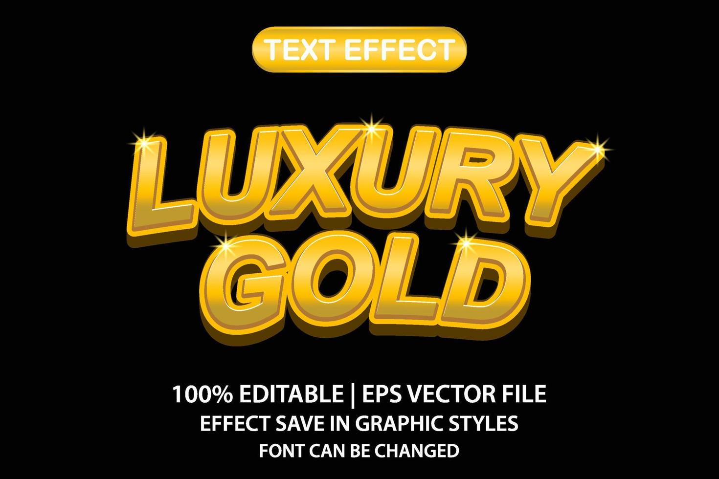 Luxus Gold 3D bearbeitbarer Texteffekt vektor