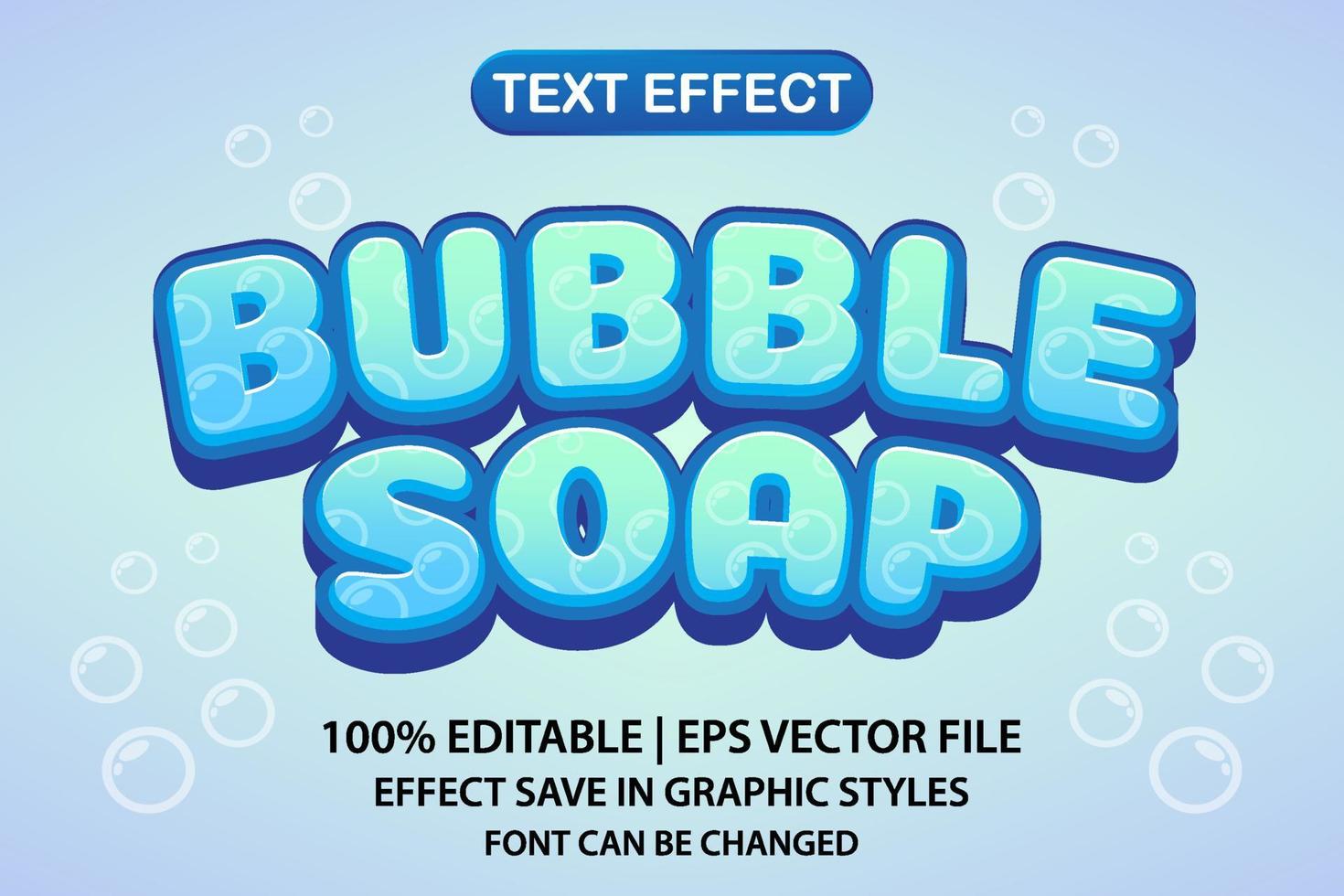 bubbla tvål 3d redigerbar texteffekt vektor