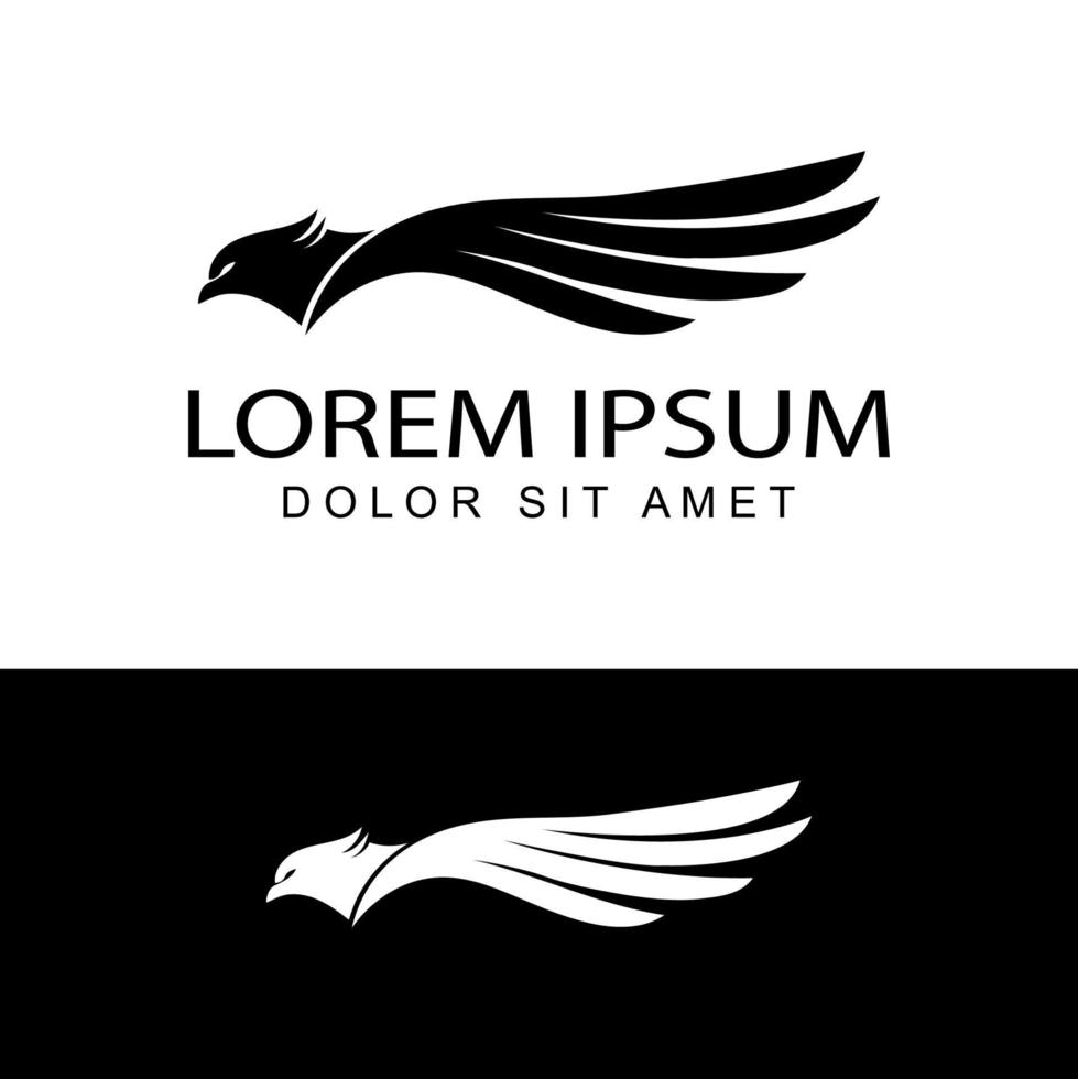 svart örn silhuett logotyp mall vektor