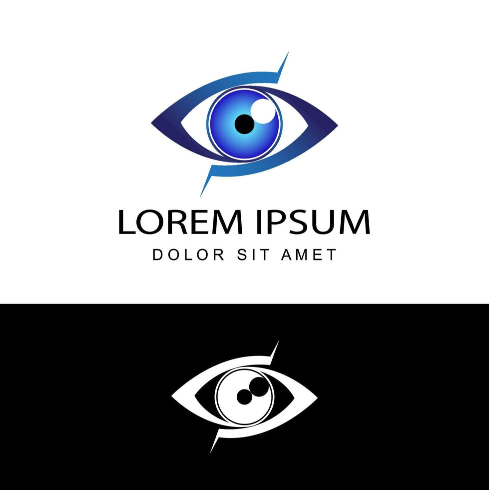 blaues Auge Logo Template Design Vektor in isoliertem weißem Hintergrund