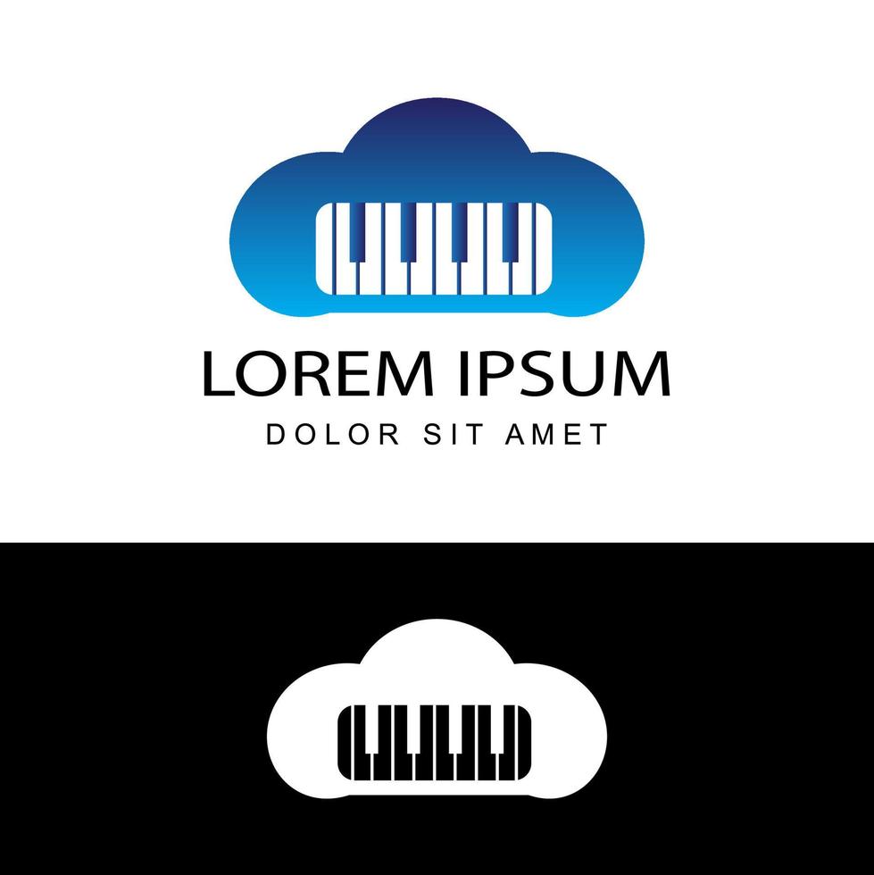 Cloud-Klavierausbildung-Logo-Vorlagen-Design-Vektor in isoliertem Hintergrund vektor